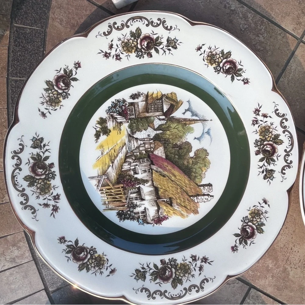 Vintage WOOD & SONS “ASCOT Village”, Set Of 4 wall Plates England